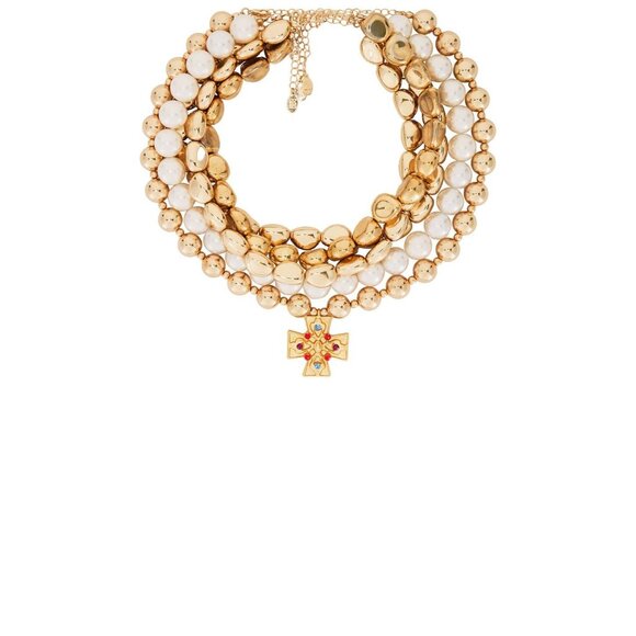 8 Other Reasons Jewelry - 8 Other Reasons Layered Cross Necklace in Gold Womens Collar Beaded Beach